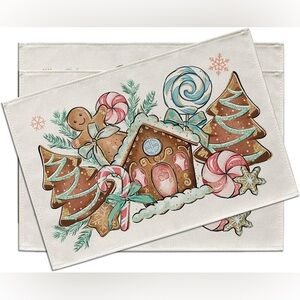 CFO Croar Festive Gingerbread House Holiday Placemat Set of 4 (NWT)